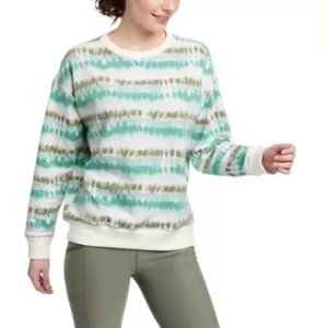 Eddie Bauer Sweatshirt Cozy Crew Neck Tie Dye White/Blue/Green MEDIUM NEW